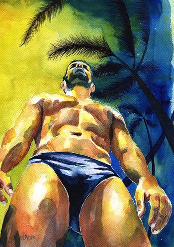 PRINT Original Artwork Watercolor Painting "Stormy paradise"