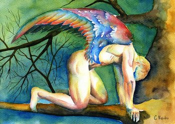 PRINT of Original Art Work Watercolor Painting "Fallen angel"