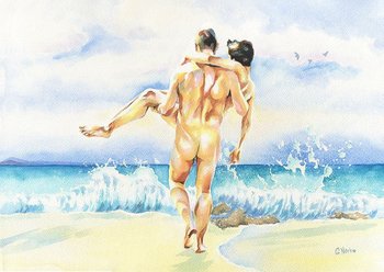 PRINT of Original Art Work Watercolor Painting "On the waves"