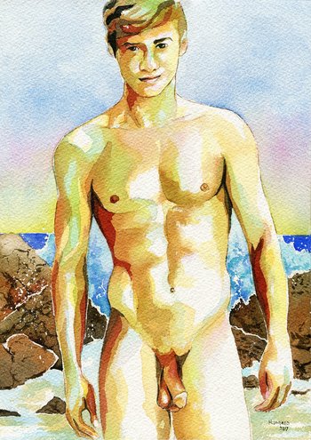PRINT Original Art Work Watercolor Painting "By the water"
