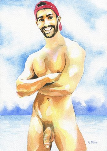 PRINT of Original Art Work Watercolor Painting "Naughty"