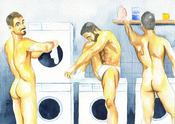 PRINT of Original Art Work Watercolor Painting "Laundry room"