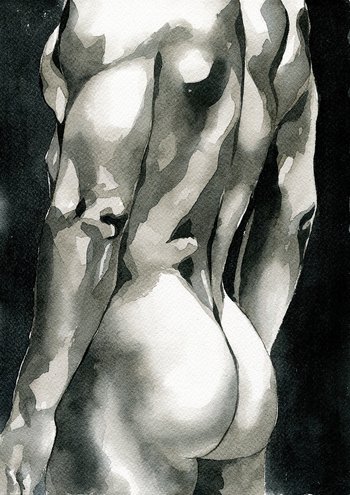 PRINT of Original Art Work Watercolor Painting "Look"