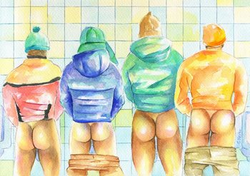 PRINT of Original Art Work Watercolor Painting "Public toilet 18"