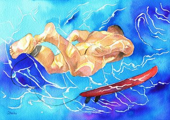 PRINT of Original Art Work Watercolor Painting  "Under water"