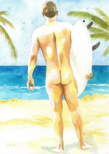 PRINT of Original Art Work Watercolor Painting "Surfer 3"