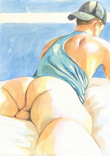 PRINT of Original Art Work Watercolor Painting "Cap guy"
