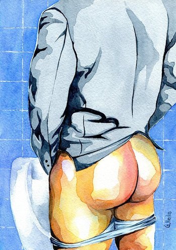 PRINT of Original Art Work Watercolor Painting "Public toilet 19"