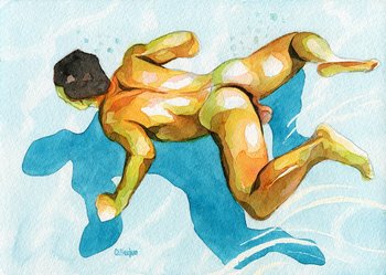 PRINT of Original Art Work Watercolor Painting "Swimmer"