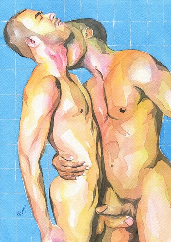 PRINT of Original Art Work Watercolor Painting "Kiss 4"