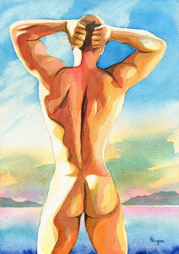 PRINT of Original Art Work Watercolor Painting "Summer time 9"