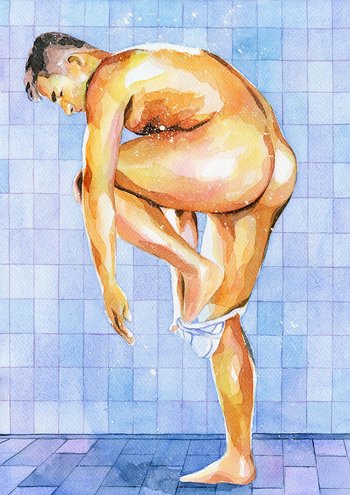 PRINT of Original Art Work Watercolor Painting "Shower 6"