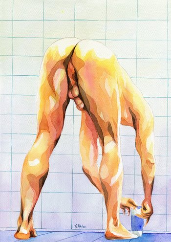 PRINT of Original Art Work Watercolor Painting "Shower 15"