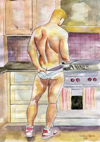 Print of Original Artwork Watercolor Painting "Let's cook"