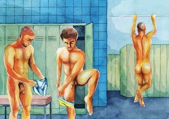 PRINT of Original Art Work Watercolor Painting "Locker room 6"