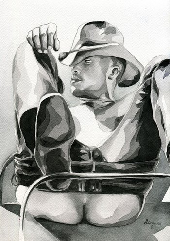 PRINT of Original Art Work Watercolor Painting "Cowboy"