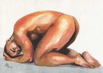 PRINT Original Art Work Watercolor Painting "Posing 4"