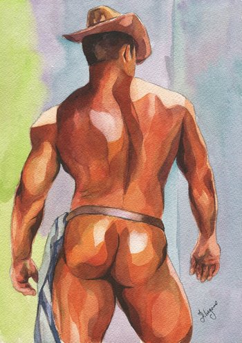 PRINT Original Art Work Watercolor Painting "Cowboy 2"