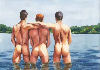 PRINT of Original Art Work Watercolor Painting "Friends at the beach"