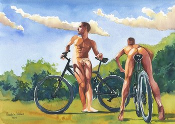 PRINT of Original Art Work Watercolor Painting "Cyclist 4"