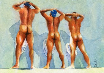 PRINT of Original Art Work Watercolor Painting "Public toilet 28"