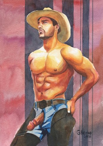 PRINT of Original Art Work Watercolor Painting "Cowboy 4"