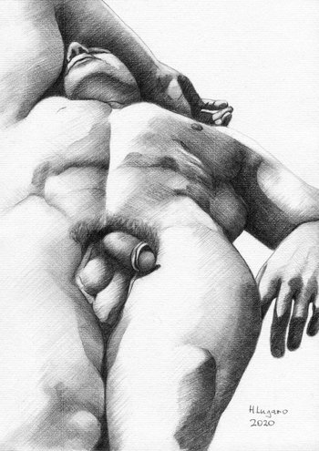 PRINT of Original Art Work Pencil Drawing "Sleeping guy"