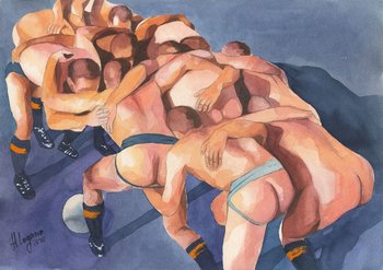 PRINT of Original Art Work Watercolor Painting "Team play"