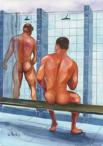 PRINT of Original Art Work Watercolor Painting "Shower 19"