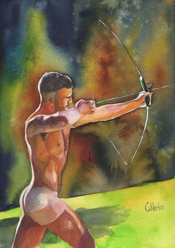 PRINT of Original Art Work Watercolor Painting "Archer 2"