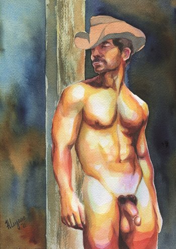 PRINT of Original Art Work Watercolor Painting "Cowboy 6"