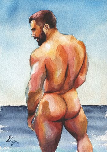PRINT of Original Art Work Watercolor Painting "On the shore 3"