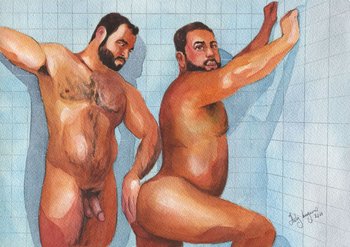 PRINT of Original Art Work Watercolor Painting "Shower 21"