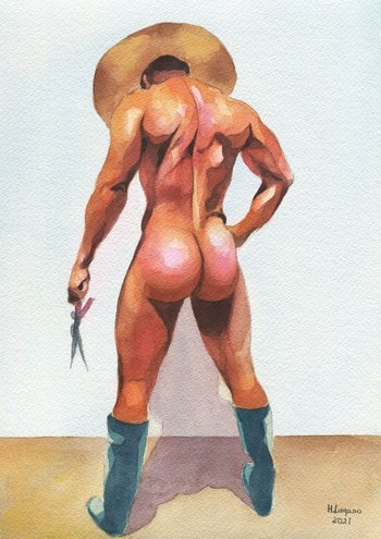 PRINT of Original Art Work Watercolor Painting "Cowboy 5"