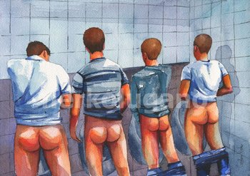 PRINT of Original Art Work Watercolor Painting "Public toilet 29"