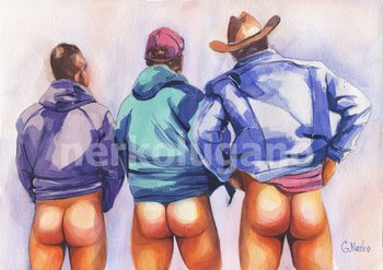 PRINT of Original Art Work Watercolor Painting "3 friends"
