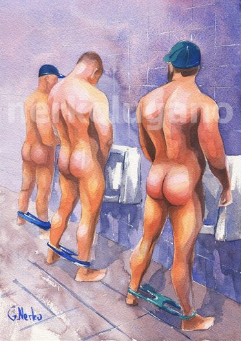 PRINT of Original Art Work Watercolor Painting "Public toilet 35"