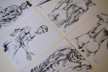 Set of 6 cards 5x7" from Helg Lugano pencil drawings