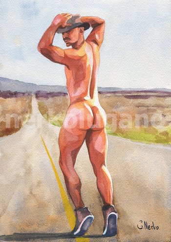 PRINT of Original Art Work Watercolor Painting  "Cowboy 8"