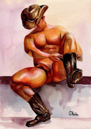 PRINT of Original Art Work Watercolor Painting "Cowboy 7"