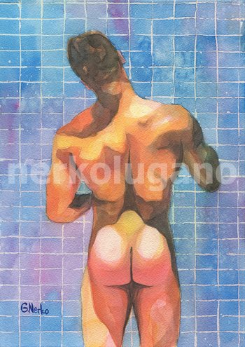 PRINT of Original Art Work Watercolor Painting "Shower 24"