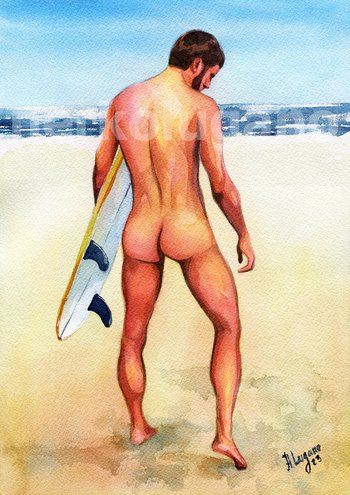 PRINT of Original Art Work Watercolor Painting "On the beach 19"
