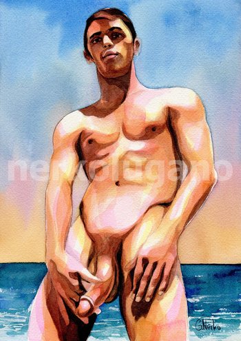 PRINT of Original Art Work Watercolor Painting "On the beach 20"