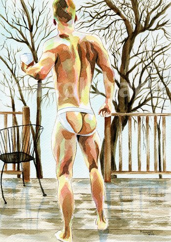 PRINT Original Art Work Watercolor Painting "House in the woods"
