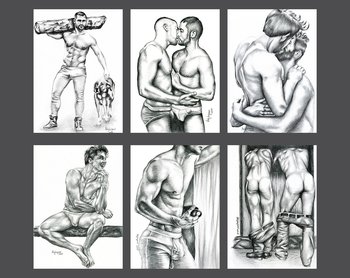 Set of 6 cards 5x7" from Helg Lugano pencil drawings