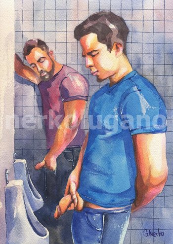 PRINT of Original Art Work Watercolor Painting "Public toilet 41"