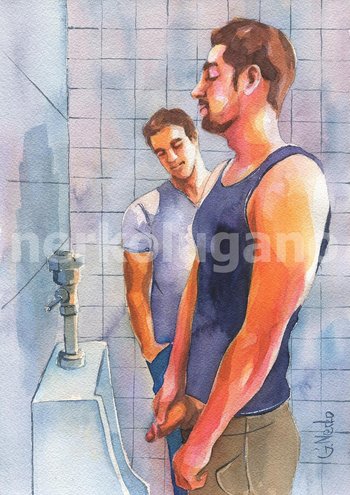 PRINT of Original Art Work Watercolor Painting "Public toilet 40"