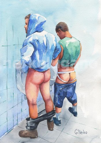 PRINT of Original Art Work Watercolor Painting "Public toilet 38"