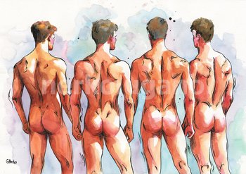 PRINT of Original Art Work Watercolor Painting "Four Silhouettes"