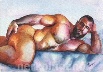 PRINT of Original Art Work Watercolor Painting "Masculine Essence"